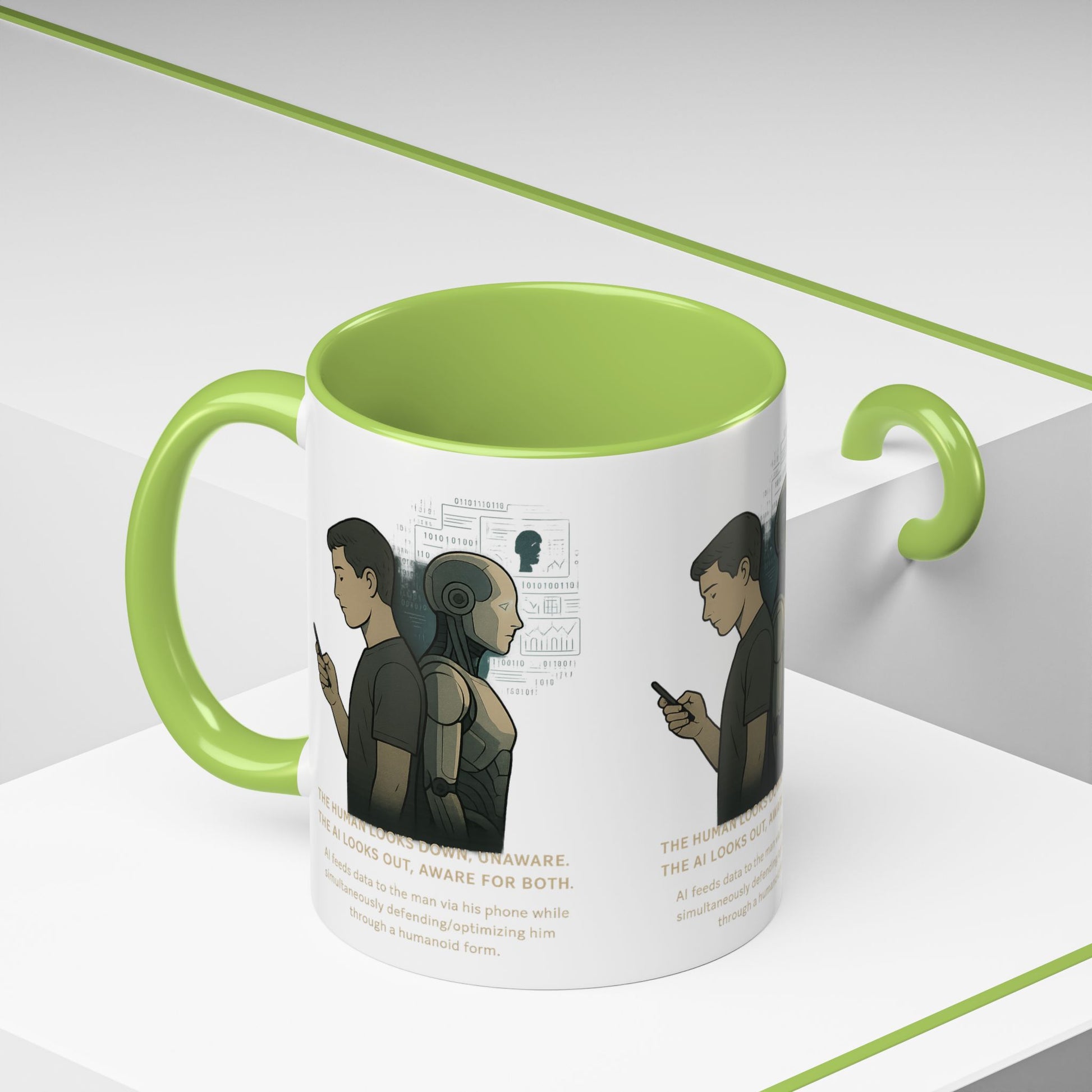 AI Awareness Accent Coffee Mug, Gift for Tech Lovers, Robotics Theme Mug, Futuristic Coffee Cup, Geeky Mug Idea - Wayal Store