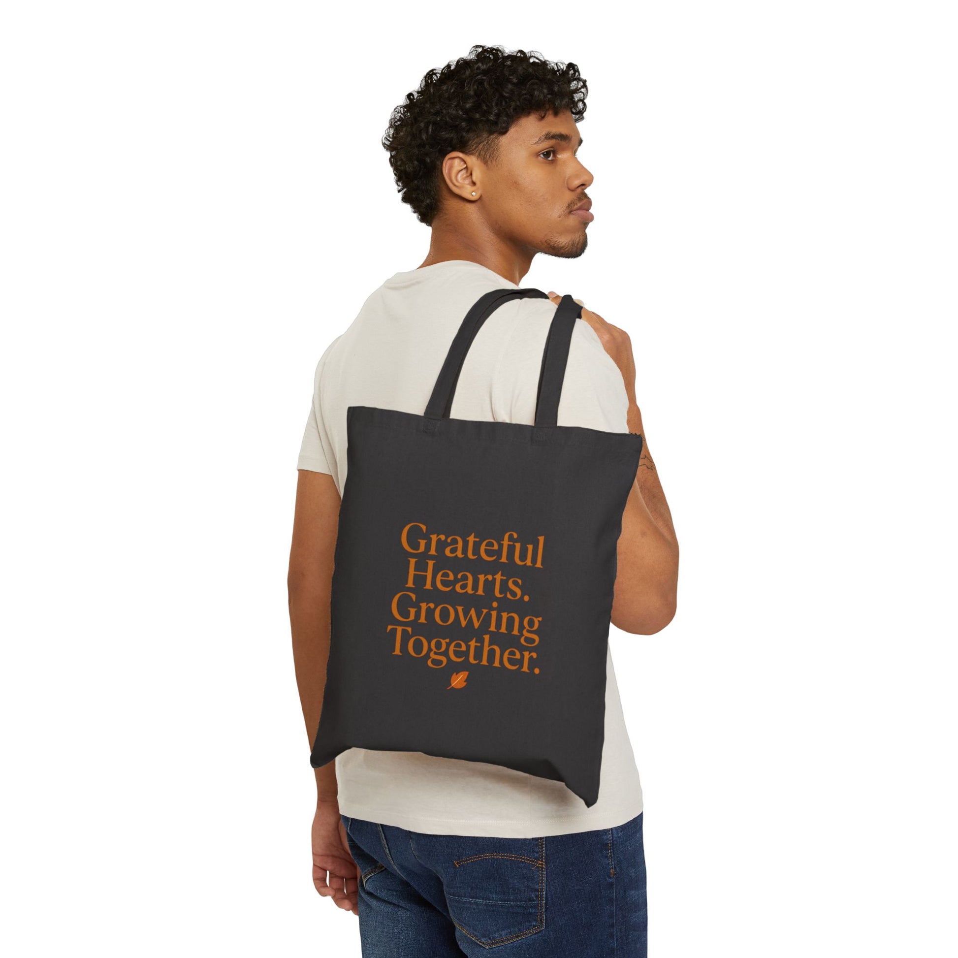 Thanksgiving Tote Bag - Grateful Hearts & Happy Thanksgiving Design