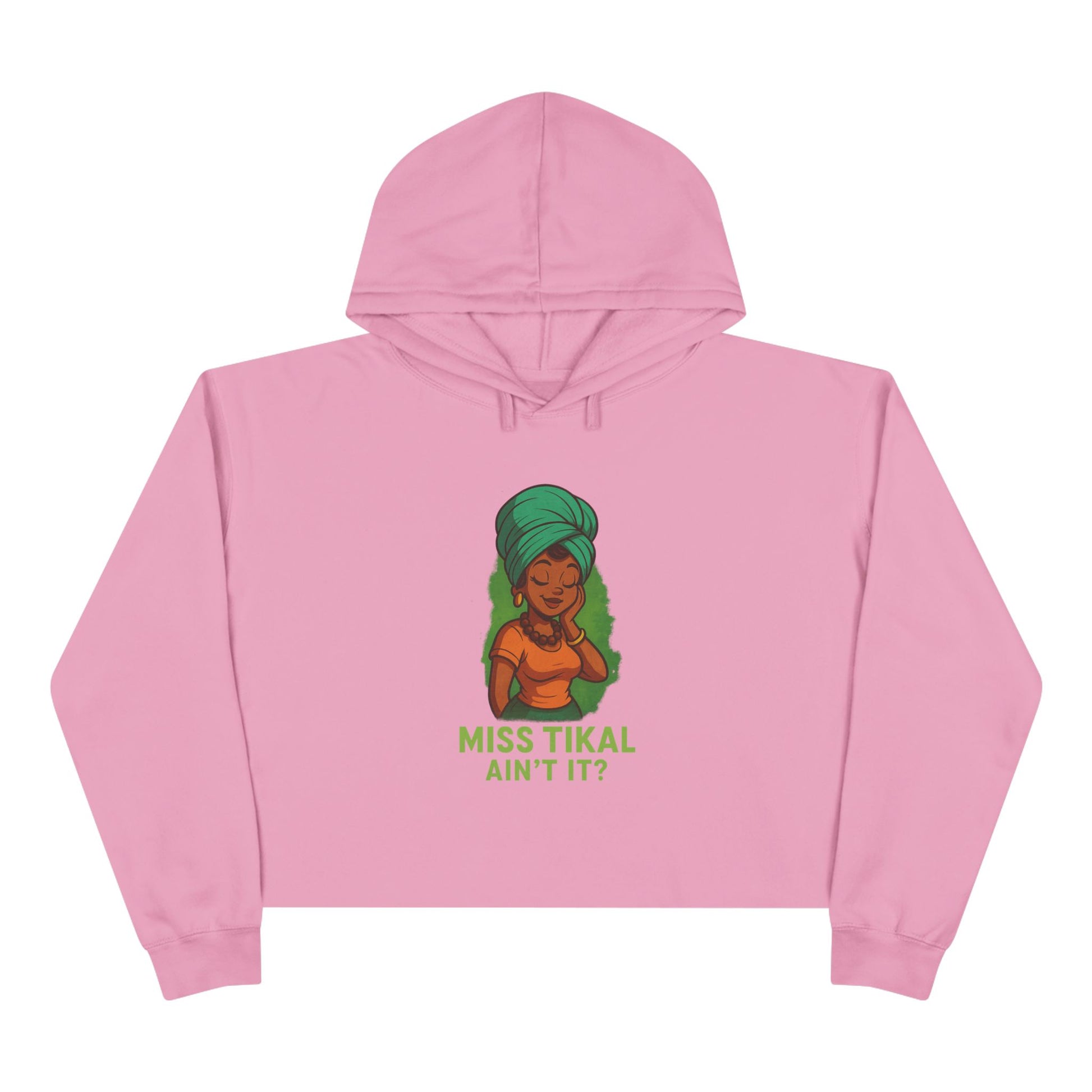 Vibrant Crop Hoodie with Miss Tikal Design, Cozy Streetwear, Perfect for Casual Outings, Gifts for Her, Summer Vibe - Wayal Store