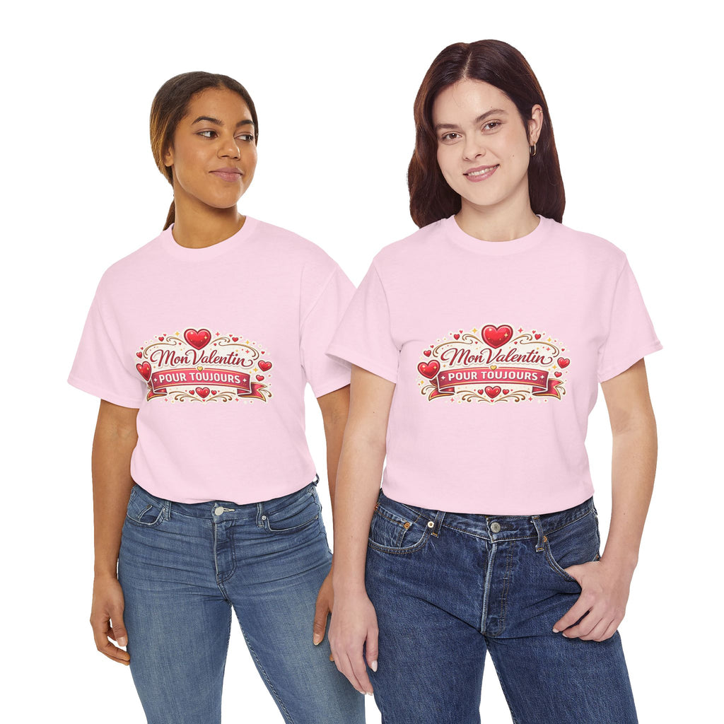 T-Shirt — "Mon Valentin Pour Toujours" Romantic Valentine Hearts Tee - Wayal Store