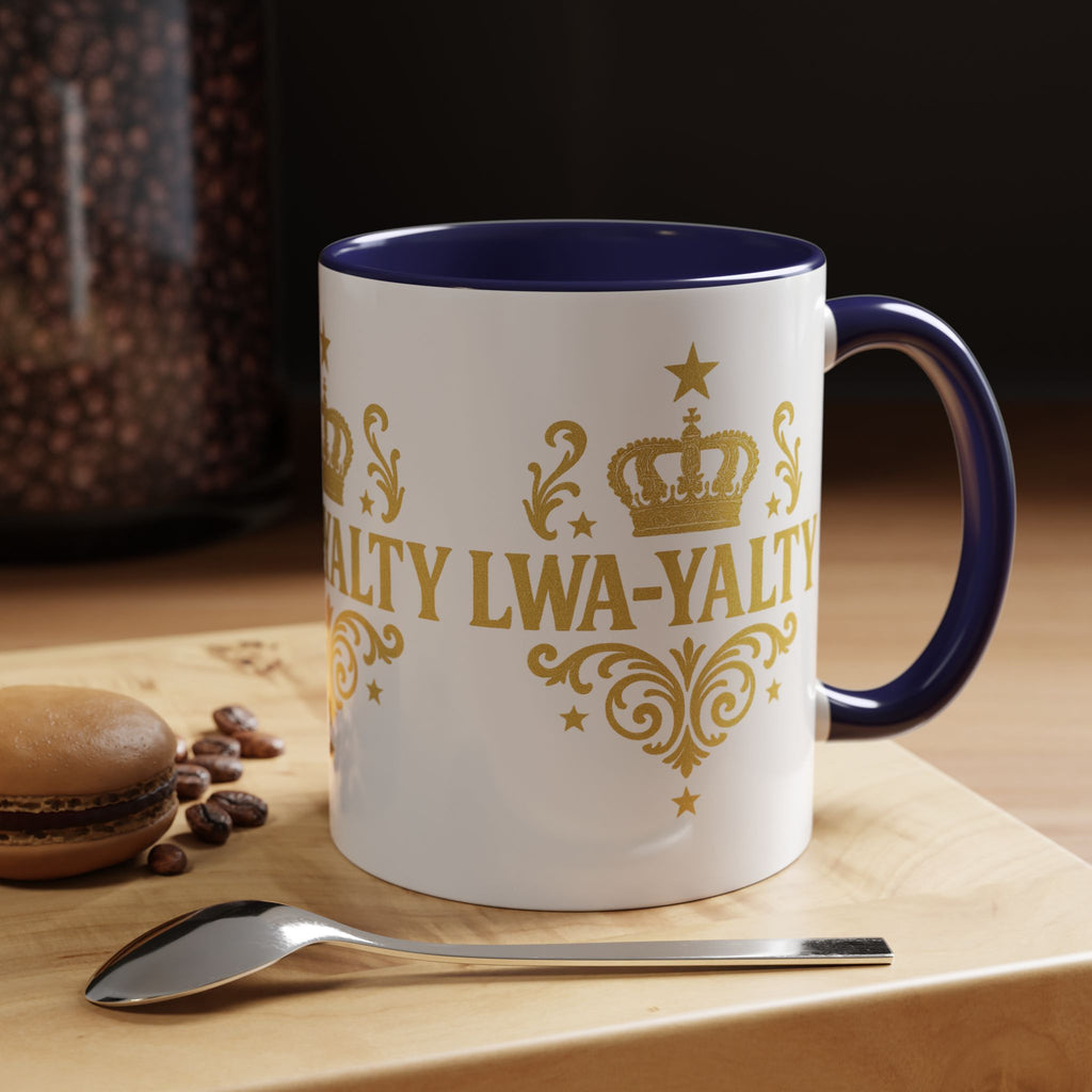 Regal Crown Accent Coffee Mug - Royalty Lwa-Yalty, Unique Gift for Coffee Lovers, Home Decor, Birthday, Celebration - Wayal Store