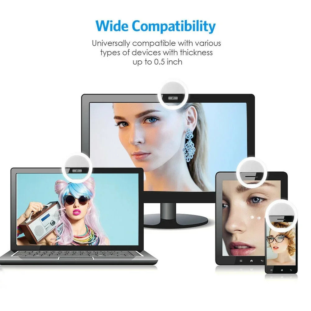 USB Charge Led Selfie Ring Light Mobile Phone Lens Lamp Adjustable Live Brightness Portable Rechargeable Selfie Fill Ring Light - Wayal Store