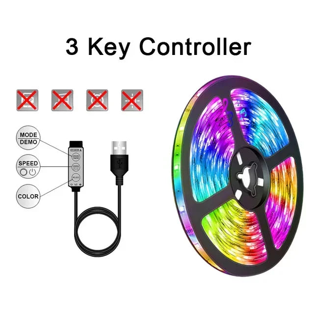 USB LED Strip Lights APP Control Color Changing 5050 RGB Led Light Flexible Lamp Tape for Room Decoration TV Backlight Diode - Wayal Store